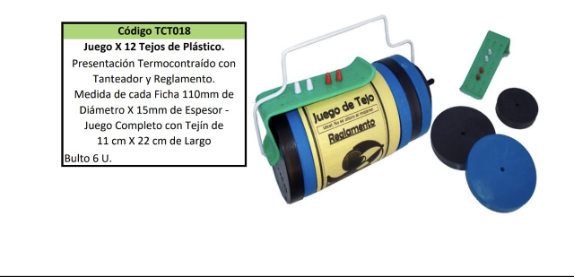 12 TEJOS DE PLASTICO C/TANTEADOR (15x110mm)