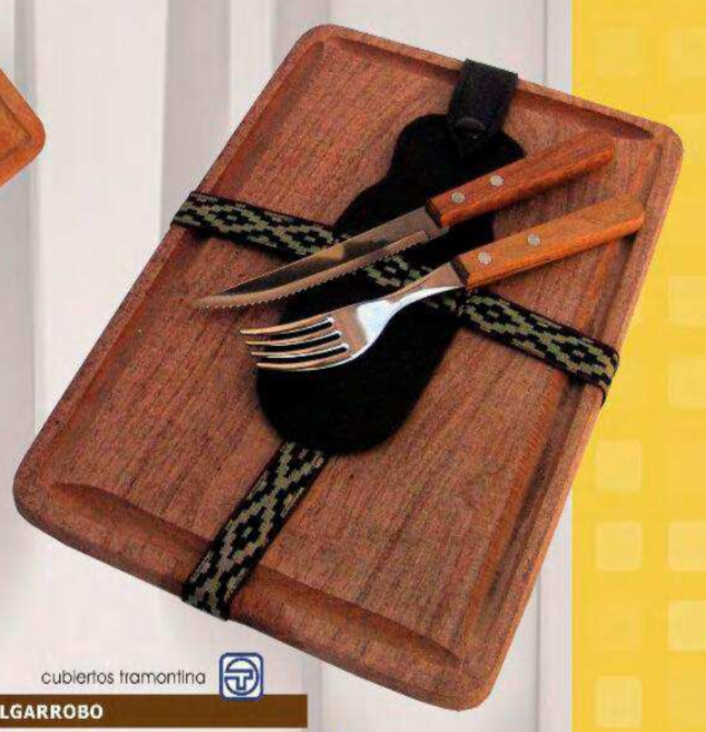 Set de 1 plato rectangular (20x30cm) c/cuchillo y tenedor "Tramontina"