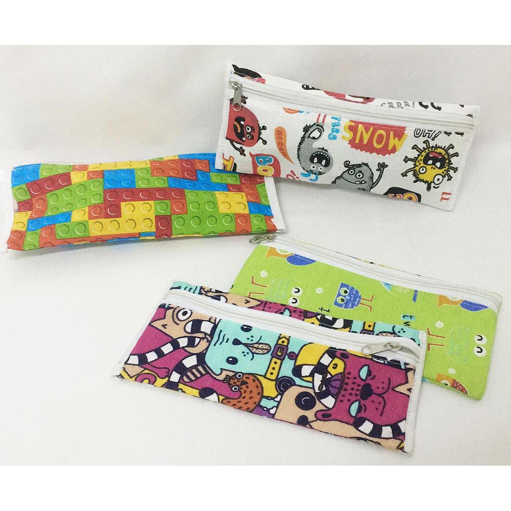 Cartuchera de lona chica 10x23cm, varios motivos