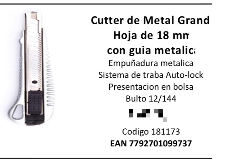 cutter metal chico hoja de 9mm con guia metalica