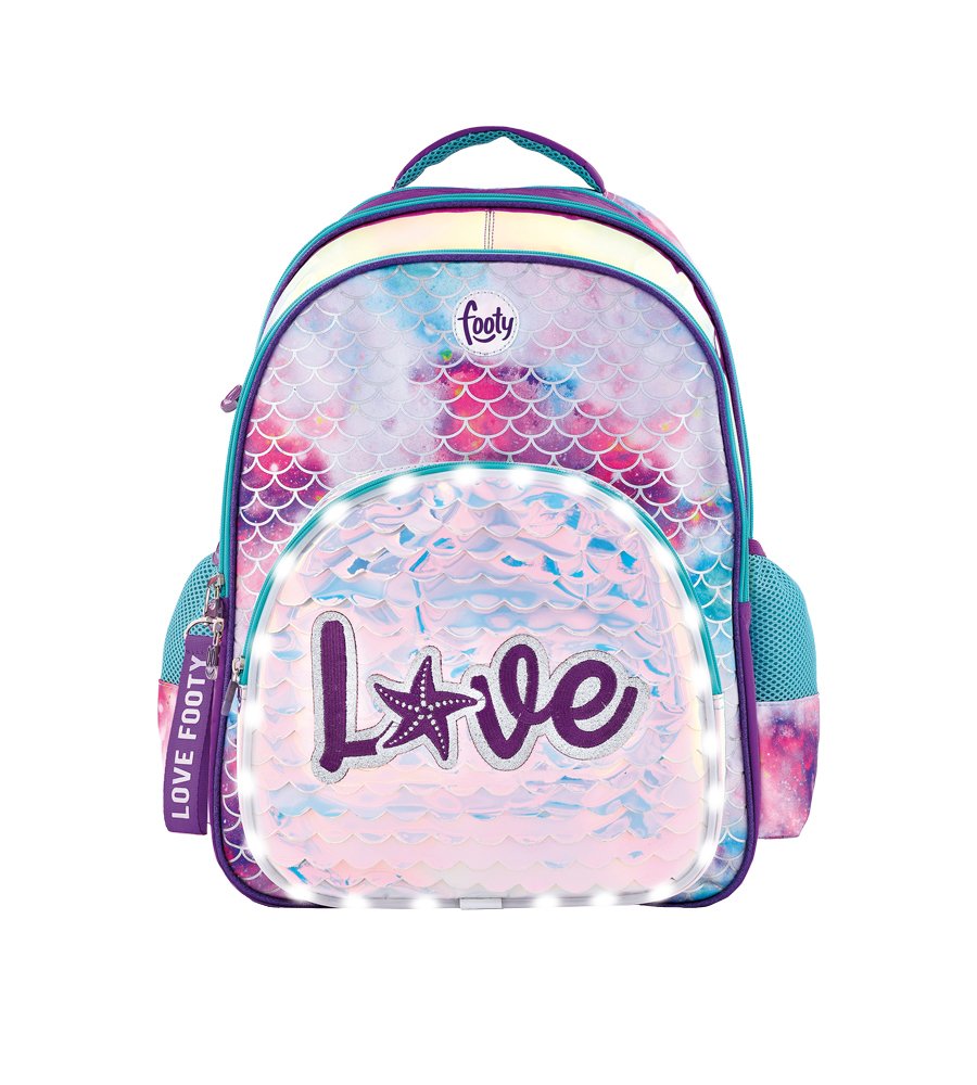 Mochila Footy espalda 18" c/luz led en el bolsillo