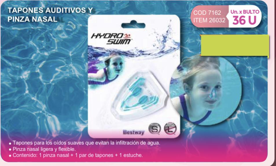 tapones auditivos y pinza nasal