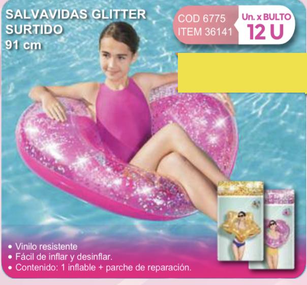 salvavidas glitter surtido 91 cm