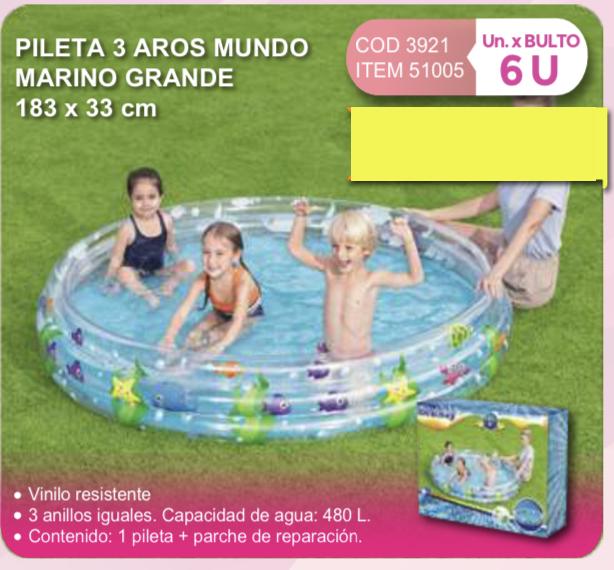 pileta 3 aros mundo marino grande 183 x 33 cm