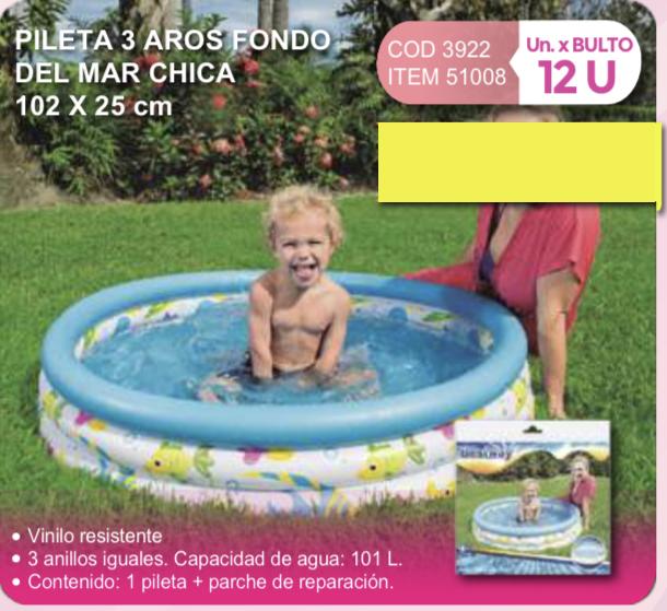 pileta 3 aros fondo del mar chica 102 x 25 cm